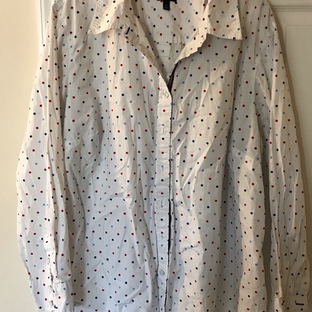 Polka dot button up shirt Talbots 3X